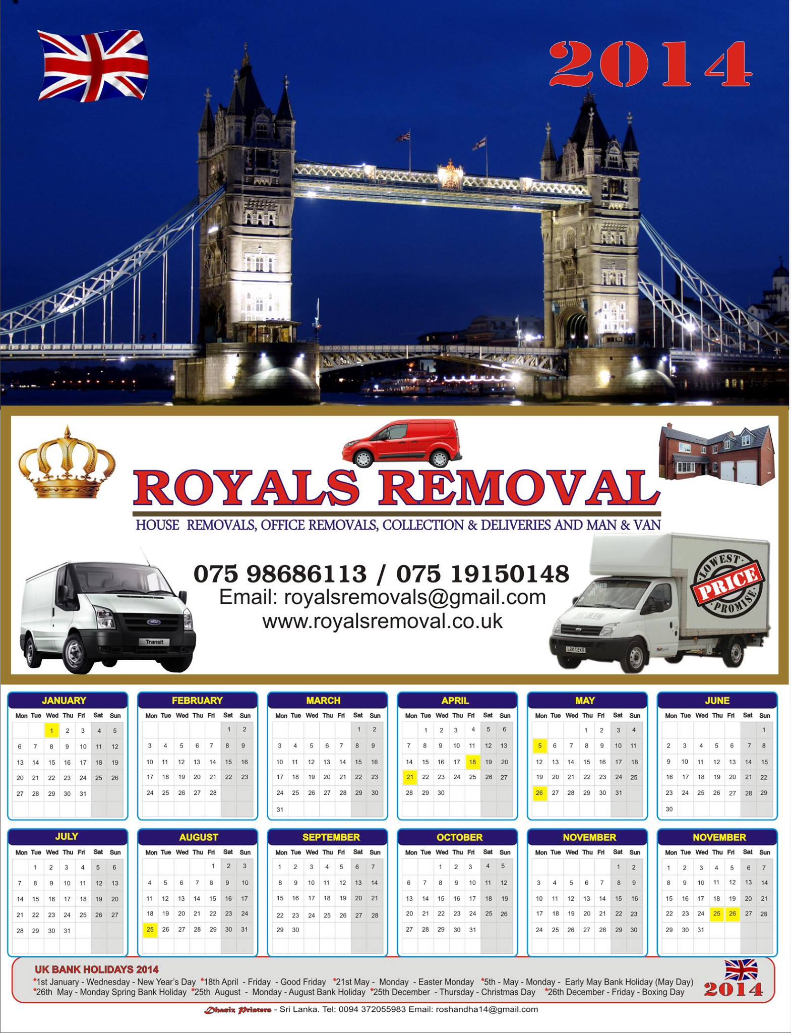 Crawley Removals company/Royals Removal logo
