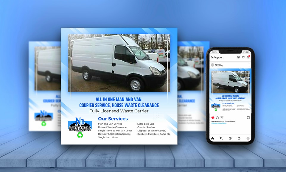 NB REMOVALS BEDFORD MAN AND VAN logo